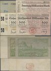 Deutschland - Notgeld - Württemberg: Herrenberg, Stadt, 500 Tsd., 1 Mio. Mark, 20.8.1923, 20, 50 Mrd. Mark, 3.11.1923, 100, 500 Mrd. Mark, 12.11.1923,...