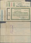 Deutschland - Notgeld - Württemberg: Kirchheim / Teck, Amtskörperschaft, 100 (2), 500 Tsd., 1, 2 Mio. Mark, 14.8.1923, 1, 10 Mrd. Mark, 23.10.1923, 5,...