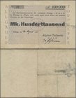 Deutschland - Notgeld - Württemberg: Kisslegg, Allgäuer Torfwerke GmbH, 100 Tsd. Mark, 24.8. (hschr.) 1923, Erh. IV
 [taxed under margin system]