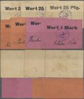 Deutschland - Notgeld - Ehemalige Ostgebiete: Guttstadt, Ostpreußen, Magistrat, 25 Pf. (3),1 Mark (4, je 2 Stück ziegelrot und rotviolett), o. D., Var...