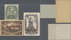 Deutschland - Notgeld - Ehemalige Ostgebiete: Hirschberg, Schlesien, Neudeutsche Bundespfalz, 5, 10, 15 Mark, o. D., Bausteine, Erh. I-, als vollständ...