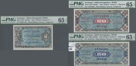 Deutschland - Alliierte Miltärbehörde + Ausgaben 1945-1948: Große Sammlung mit 64 Banknoten, dabei 10 Pfennig KGL-Lagergeld (VF), 1/2 Mark AMB Ersatzn...