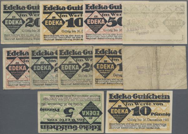 Deutschland - Notgeld - Sonstige: EDEKA, 42 EDEKA-Gutscheine zu 5, 10, 20 und 50...