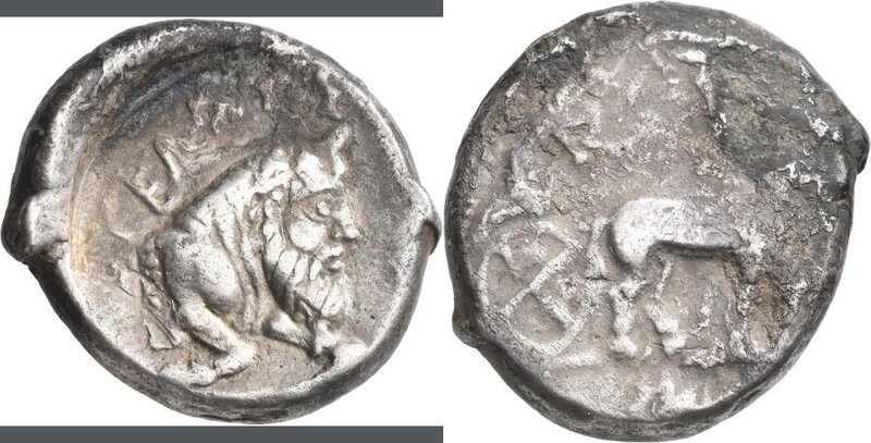Sizilien - Städte: Gela: AR-Tetradrachme ca. 465-450 v. Chr., 17,22 g, schön-seh...