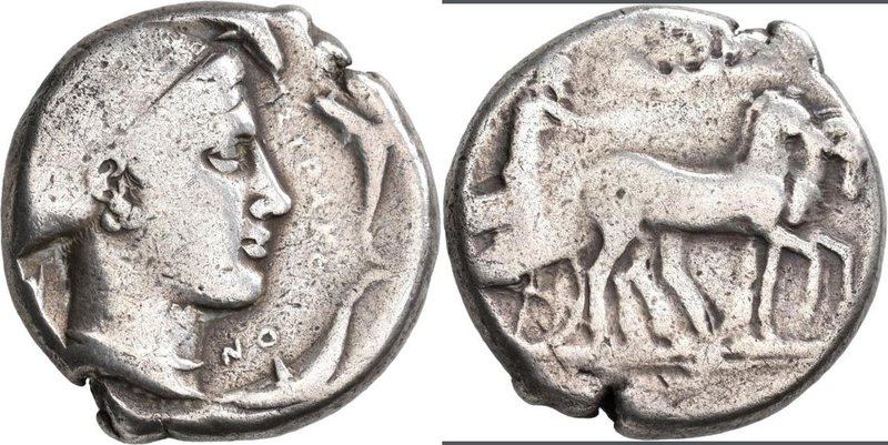 Sizilien - Städte: Siracusa: AR-Tetradrachme, ca. 485-425 v. Chr., 16,9 g, kl. S...