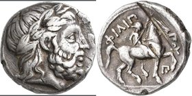 Makedonien - Könige: Philipp II. 359-336 v. Chr., AR-Tetradrachme, 13,71 g. Zeuskopf nach rechts/Jüngling auf Pferd nach rechts, Prüfhieb, sehr schön....