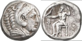 Makedonien - Könige: Alexander III., der Große 336-323 v. Chr.: AR-Tetradrachme, 17,09 g. Kopf mit Löwenhaube nach rechts/Zeus nach links thronend. Se...