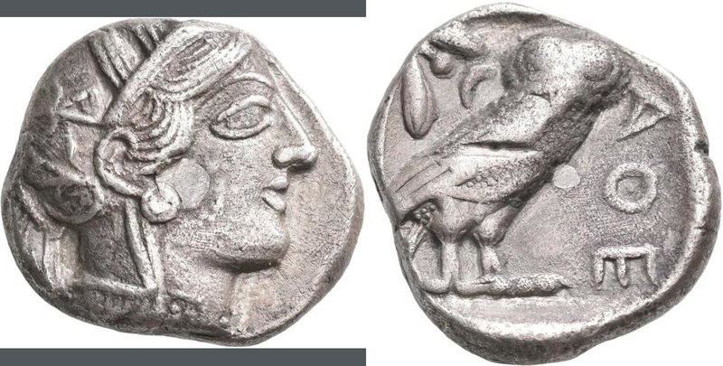 Attika: AR-Tetradrachme, ca. 479-404 v. Chr., Athen, 16,26 g. Athenakopf nach re...