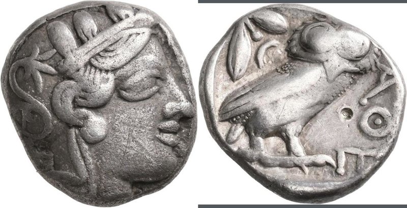 Attika: AR-Tetradrachme, ca. 479-404 v. Chr., Athen, 16,93 g. Athenakopf nach re...
