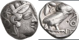 Attika: AR-Tetradrachme, ca. 479-404 v. Chr., Athen, 16,93 g. Athenakopf nach rechts/Eule. Kleiner Einhieb auf RS, sehr schön.
 [taxed under margin s...