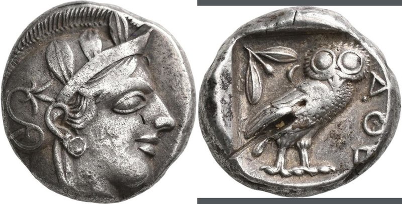 Attika: AR-Tetradrachme, ca. 479-404 v. Chr., Athen, 17,08 g. Athenakopf nach re...