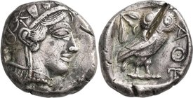 Attika: AR-Tetradrachme, ca. 479-404 v. Chr., Athen, 17,12 g. Athenakopf nach rechts/Eule. Prüfhieb, Schrötlingsfehler, sehr schön.
 [taxed under mar...
