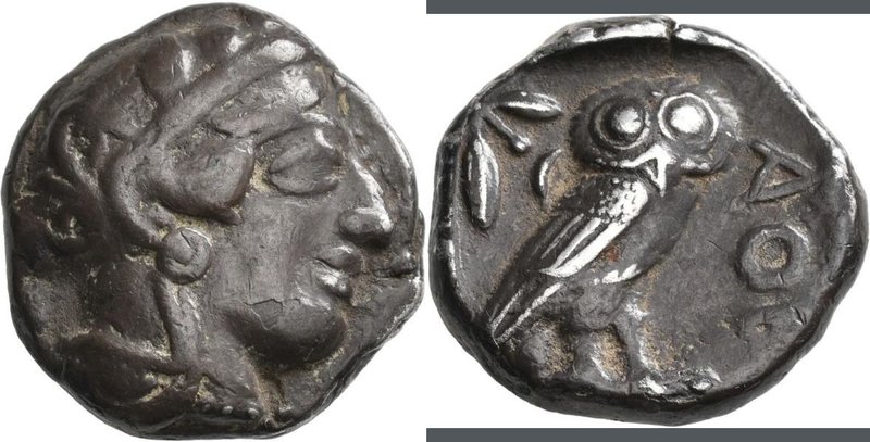 Attika: AR-Tetradrachme, ca. 479-404 v. Chr., Athen, 17,34 g. Athenakopf nach re...