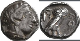 Attika: AR-Tetradrachme, ca. 479-404 v. Chr., Athen, 17,34 g. Athenakopf nach rechts/Eule. Hübsche Patina, sehr schön.
 [taxed under margin system]