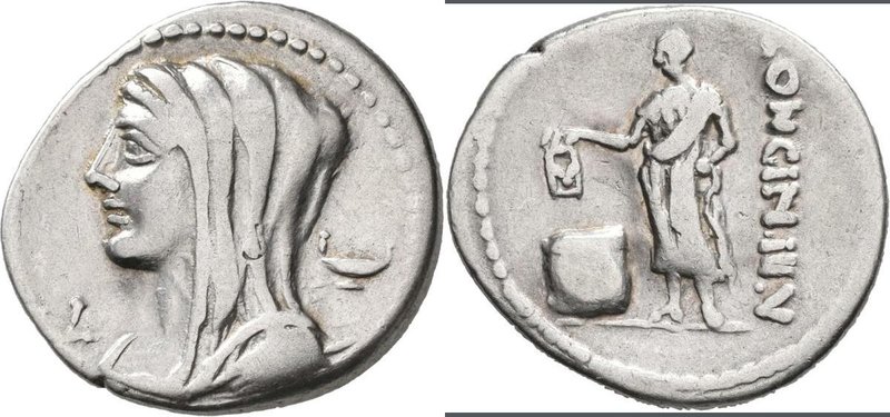 Lucius Cassius Longinus (63 v.Chr.): AR Denar 63 v. Chr., Mzst. Rom, 3,8 g. Vers...