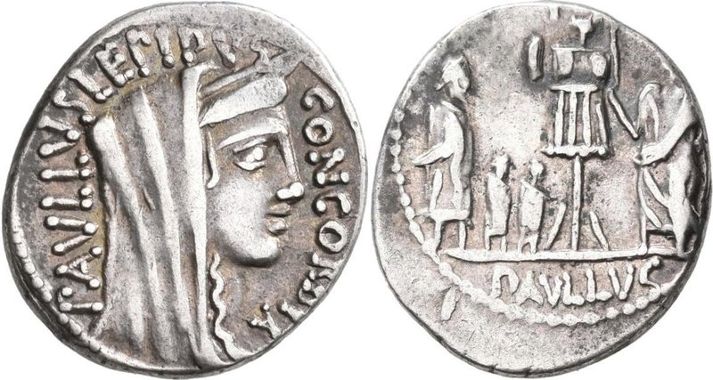 Lucius Aemilius Lepidus Paullus (62 v.Chr.): AR-Denar, 62 v. Chr., Mzst. Rom, 3,...