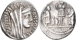 Lucius Aemilius Lepidus Paullus (62 v.Chr.): AR-Denar, 62 v. Chr., Mzst. Rom, 3,9 g, Albert 1332, Crawford 415/1, Sear 366,
 [taxed under margin syst...