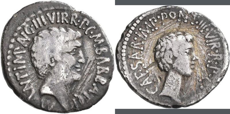 Marcus Antonius (31 v.Chr.): AR-Denar 41 v. Chr., mit M. Barbatius Pollio, Heere...