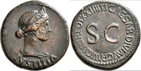 Livia (+ 29 n.Chr.): Æ-Dupondius, Mzst. Rom, geprägt unter Tiberius, 13,18 g, Kampmann 3.1, geglättet, schön-sehr schön.
 [taxed under margin system]...