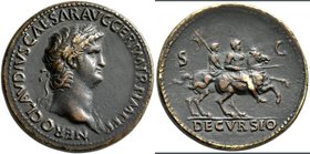 Nero (54 - 68): Paduaner, Æ-Sesterz, Lugdunum, 24,04 g, nach dem Vorbild der Prägungen von Giovanni da Cavino (1500-1570), vgl. Kampmann 14.31, sehr s...