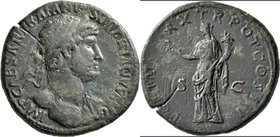 Hadrian (117 - 138): Æ Sesterz (sestertius). Kopf mit Lorbeerkranz nach rechts, IMP CAESAR TRIANVS HADRIANVS AVG // Felicitas mit Caduceus und Füllhor...