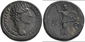 Marc Aurel (139 - 161 - 180): Antoninus I. Pius, 138-161, für Marcus Aurelius. Æ-Sesterz, Rom, 26,46 g, Cohen 576, RIC 1243, sehr schön.
 [taxed unde...