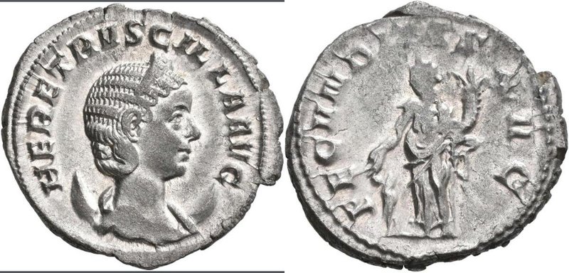 Herennia Etruscilla, Gattin des Traianus Decius: AR-Antoninian, Büste nach recht...