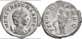 Herennia Etruscilla, Gattin des Traianus Decius: AR-Antoninian, Büste nach rechts / Fecunditas nach links stehend, Kampmann 80.3, 3,62 g, kl. Schrötli...