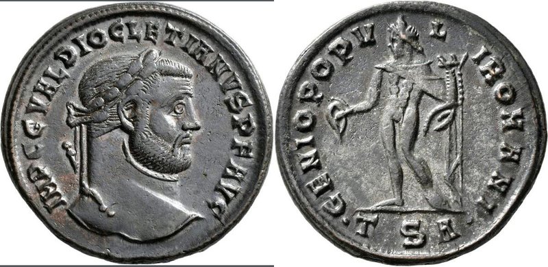 Diocletian (284 - 305): Æ-Nummis, GENIO POPVLI ROMANI, 8,7 g, Kampmann 119.84, s...
