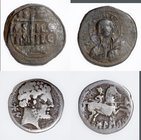 Byzanz: 1100-1200 (ca.), Partie von 4 Münzen mit u.a. zwei Stück von ”Manuel I.” und einem Denar der Römischen Republik.
 [taxed under margin system]...