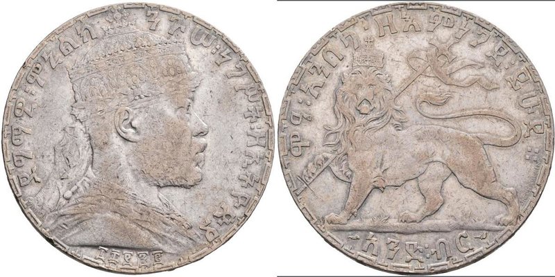 Äthiopien: Menelik II. 1889-1913: Birr EE 1892 (1899), KM# 19, 27,98 g, sehr sch...