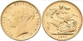Australien: Victoria 1837-1901: Sovereign 1887 S, Sydney, KM# 7, Friedberg 11. 7,96 g, 917/1000 Gold. Kleine Kratzer, sehr schön.
 [plus 0 % VAT]