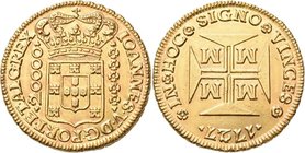 Brasilien: Joao V. von Portugal 1706-1750: 20000 Reis 1727, Friedberg 33, Gold 53,63 g, Prachtexemplar, selten in dieser Erhaltung, prägefrisch.
 [ta...