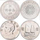 China: Lot 4 Münzen: 1 Dollar (Yuan) folgender Jahre: Szechuan, Year 1 (1912) KM# Y 456, Präsident Yüan Shih-kai, Jahr 3 (1914) KM# Y 329, Memento, Bi...