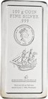 Cook Inseln: Elizabeth II. 1953-,: 5 Dollars 2009 H.M.A.V. (His Majesty’s Armed Vessel) Bounty, 100 Gramm Münzbarren 999/1000 Silber, einseitig gepräg...
