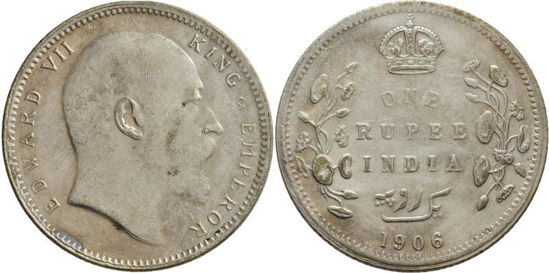 Indien: Britisch-Indien, Edward VII. 1901-1910: Lot 3 Münzen: 1 Rupie 1906 (Calc...