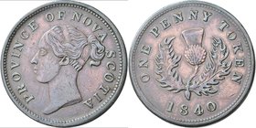 Kanada: Nova Scotia: Victoria, One Penny Token 1840, KM# 4, Patina, sehr schön - vorzüglich.
 [taxed under margin system]