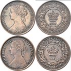 Kanada: Nova Scotia, Lot 2 Münzen: Victoria, ½ cent und 1 Cent 1861, KM# 7 und #8, Patina, sehr schön - vorzüglich.
 [taxed under margin system]