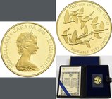 Kanada: Elizabeth II. 1952-,: 100 Dollars 1978, Wildgänse / Geese. KM# 122, Friedberg 9. 16,97 g, 916/1000 Gold (entspricht ½ OZ Feingold), im Samtetu...