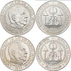 Laos: Kursmünzensatz/Mint Set 1971 (KM MS1), 10.000, 5.000, 2.500, 1.000 Kip (KM 7,8,10,12), Silber 925/1000, Silber fein 138,75g, im Originaletui, se...