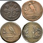 Surinam: Suriname / Dutch Guiana: Lot 3 Münzen. 2 Duit 1679 (Papagei auf 2-Blätter-Zweig) Prägung Vor- und Rückseite KM# 3, 4 Duit 1679 (Papagei auf 4...