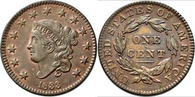 Vereinigte Staaten von Amerika: 1833 Large Cent N-5 Brown Red Unc Purchased M&G Auctions August 1995, lot 246. Choice, lustrous, red and brown coin.
...