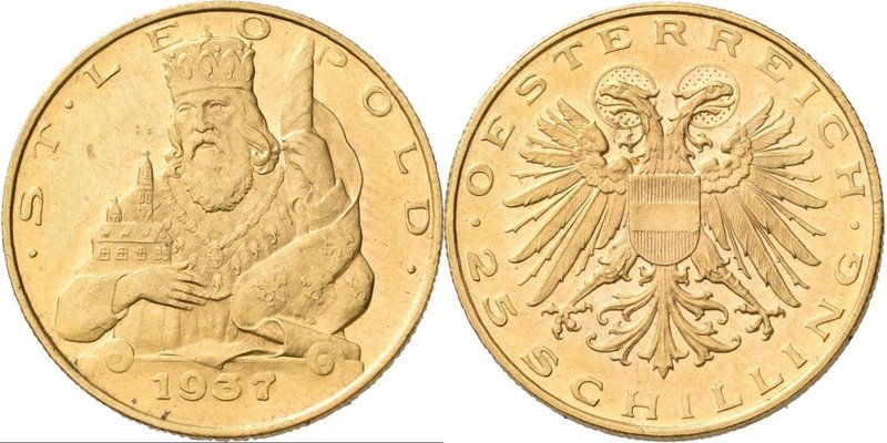 Österreich: 1. Republik 1918-1938: 25 Schilling 1937 St. Leopold. KM# 2856, Frie...