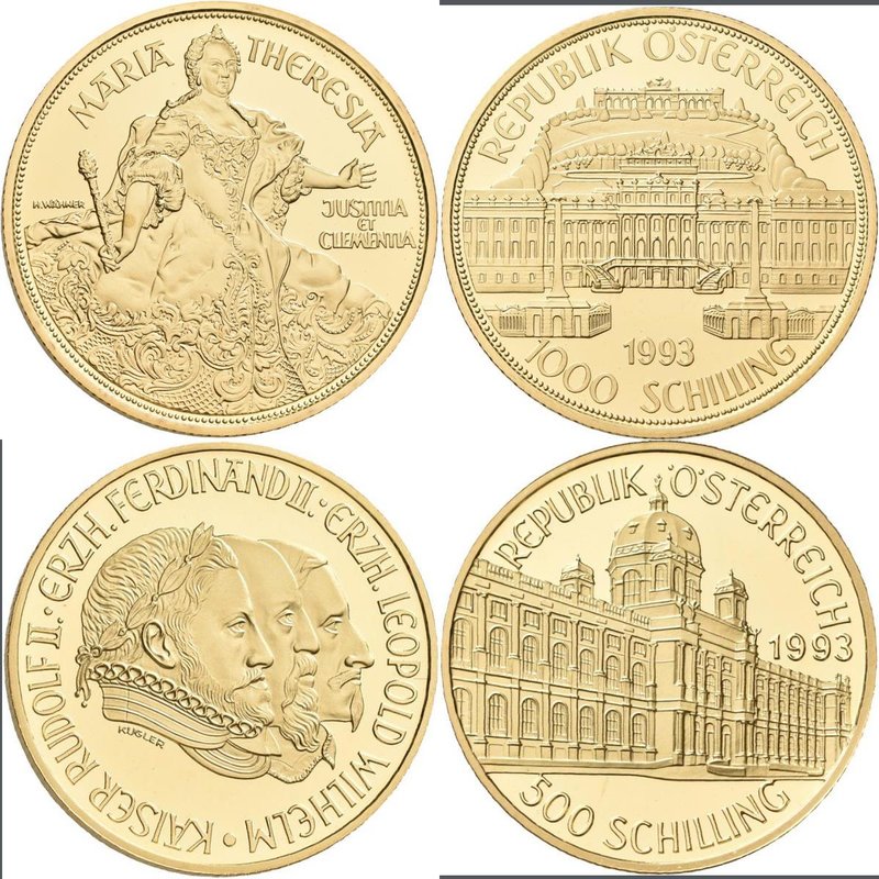 Österreich: 2. Republik ab 1945: Lot 2 Goldmünzen Serie 1000 Jahre Österreich - ...