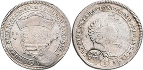 Altdeutschland und RDR bis 1800: Fränkischer Kreis: Gulden zu 2/3 Taler 1693, Ilmenau, des Herzogtums Sachsen-Henneberg, mit Gegenstempel des Fränkisc...