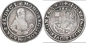 Altdeutschland und RDR bis 1800: Jägerndorf-Herzogtum, Georg Friedrich 1543-1603: 1/4 Taler 1560, Jägerndorf, 6,61 g. Hüftbild nach rechts / Wappen, d...