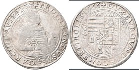 Haus Habsburg: Erzherzog Ferdinand 1564-1595: Guldentaler zu 60 Kreuzer 1566, 24,3 g. Davenport 51, selten, fast sehr schön/sehr schön.
 [taxed under...