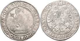 Haus Habsburg: Maximilian II., 1564-1576: Reichstaler 1575, Kuttenberg, 28,55 g. Davenport 8056, schwach ausgeprägt, fast sehr schön.
 [taxed under m...