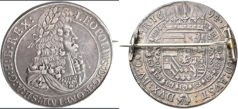 Haus Habsburg: Leopold I. 1657-1705: Reichstaler 1694, Davenport 3243, broschier...