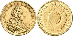 Haus Habsburg: Karl VI. 1711-1740: Dukat o. J. (1711), auf die Krönung zum Deutschen Kaiser in Frankfurt a.M., 3,42 g. Friedberg 992 a (Frankfurt), Jo...